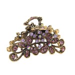 Fashion Vintage Rhinestone Metal Alloy Fancy Hair Claw Jaw Clips Pins - Retro Chic Hair Updo Grip Hair Catch Barrette Hair Accessories for Women (Purple)