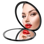 Gospire 4 Ultra-Thin Pocket Makeup Mirror for Travel, 1X/10X Double Sided Magnifying Portable Compact Handbag Handheld Round Foldable Cosmetic Mirror for Women (Black)