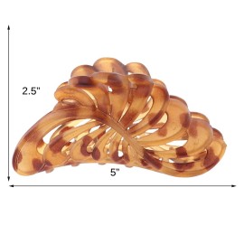 Women\'s 5 inch Large Jaw Clip Hair Claw with Tortoise leaf design - Tortoise Women\'s 5 inch Large Jaw Clip Hair Claw with Tortoise leaf design - Tortoise