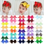 jollybows 40pcs Baby Girls Grosgrain Ribbon Hair Bows Headbands 4 Elastic Hair Band Hair Accessories for Infants Newborn- Natural Color Set
