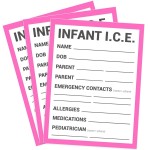 BlueApe ICE Infant Car Seats Medical Information Stickers - Emergency Stickers for Cars - Baby Monitor Car Accessories (Pink 3 Pack)