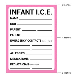 BlueApe ICE Infant Car Seats Medical Information Stickers - Emergency Stickers for Cars - Baby Monitor Car Accessories (Pink 3 Pack)