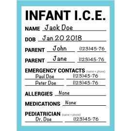 BlueApe ICE Infant Car Seats Medical Information Stickers - Emergency Stickers for Cars - Baby Monitor Car Accessories (Pink 3 Pack)