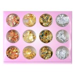 YesLady Gold Silver Nail Art Foil Aluminum Sticker 3d Glitter Flake Decoration 12 Pots