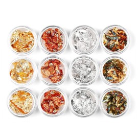 YesLady Gold Silver Nail Art Foil Aluminum Sticker 3d Glitter Flake Decoration 12 Pots YesLady Gold Silver Nail Art Foil Aluminum Sticker 3d Glitter Flake Decoration 12 Pots