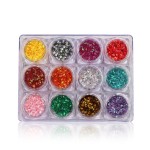 YesLady Nail Art Rhombus Sequins Mermaid 3D Sparkling Stickers Colorful Manicure Tips 12 Boxes