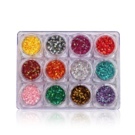 YesLady Nail Art Rhombus Sequins Mermaid 3D Sparkling Stickers Colorful Manicure Tips 12 Boxes