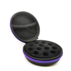 AFMNQZ Glass Bottle Bundle Essential Oils Case Hard Round Carrying Case Storage Bag for 1ML 2ML Roller Bottles Oil Vial Bottles (12 Holes Purple)