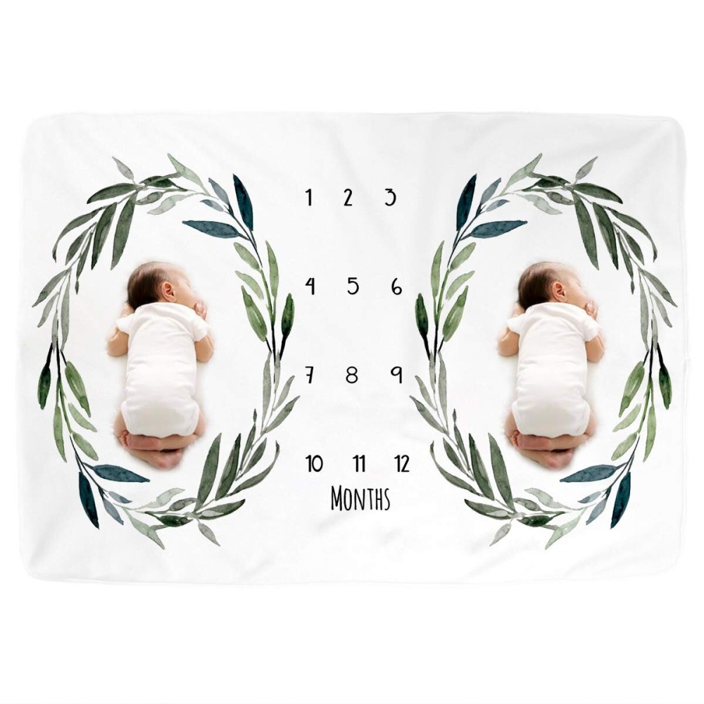 Kute \'n\' Koo Premium Fleece Twins Baby Monthly Milestone Baby Blanket for Girl Boy, Large Personalized Photography Background Blankets, Thick Fleece for Mom Newborn