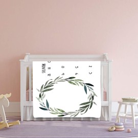 Kute \'n\' Koo Premium Fleece Twins Baby Monthly Milestone Baby Blanket for Girl Boy, Large Personalized Photography Background Blankets, Thick Fleece for Mom Newborn