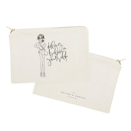 The Cotton & Canvas Co. Darling, Believe in Yourself Feminist, Motivational Cosmetic Bag and Travel Make Up Pouch