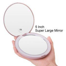 Gospire 5 Lighted Travel Makeup Mirror 1X/7X Magnifying Double Sided, Super Large LED Compact Portable Handheld Pocket Illuminated Cosmetic Vanity Mirror with Battery for Makeup Bag Gospire 5 Lighted Travel Makeup Mirror 1X/7X Magnifying Double Sided, Super Large LED Compact Portable Handheld Pocket Illuminated Cosmetic Vanity Mirror with Battery for Makeup Bag