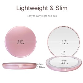Gospire 5 Lighted Travel Makeup Mirror 1X/7X Magnifying Double Sided, Super Large LED Compact Portable Handheld Pocket Illuminated Cosmetic Vanity Mirror with Battery for Makeup Bag Gospire 5 Lighted Travel Makeup Mirror 1X/7X Magnifying Double Sided, Super Large LED Compact Portable Handheld Pocket Illuminated Cosmetic Vanity Mirror with Battery for Makeup Bag