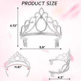 XiangGuanQianYing 12 Pieces Dress up Crowns Princess Crowns and Tiaras Dress up Costume Party Favor Accessories Silver Tiaras for Little Girls for Kids Wedding Prom Birthday Party