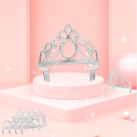 XiangGuanQianYing 12 Pieces Dress up Crowns Princess Crowns and Tiaras Dress up Costume Party Favor Accessories Silver Tiaras for Little Girls for Kids Wedding Prom Birthday Party