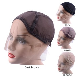 YANTAISIYU Lace Front Wig Cap for Making Wigs with Adjustable Strap Glueless Weaving Wig Caps Swiss Lace Hairnet (Dark Brown M 54 cm) YANTAISIYU Lace Front Wig Cap for Making Wigs with Adjustable Strap Glueless Weaving Wig Caps Swiss Lace Hairnet (Dark Brown M 54 cm)