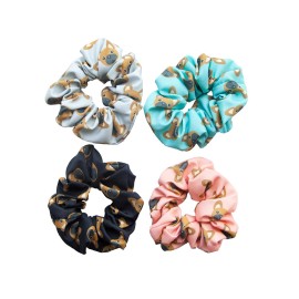 Happie Hare Scrunchies - Cotton Rounds Elastic Hair Bands - Scrunchy Hair Ties - Girls Hair Accessories - Gifts for Women (4 Pack, Fenchie Scrunchie)