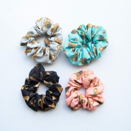 Happie Hare Scrunchies - Cotton Rounds Elastic Hair Bands - Scrunchy Hair Ties - Girls Hair Accessories - Gifts for Women (4 Pack, Fenchie Scrunchie)