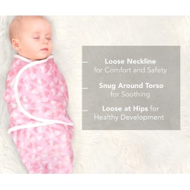 100% Organic Cotton Swaddle Blanket Baby Girl Infant Sleep Sack Wrap, Adjustable Infant Swaddle Wrap Newborn Babies Small 0-3 Months. (Hearts and Flowers 3 Pk)