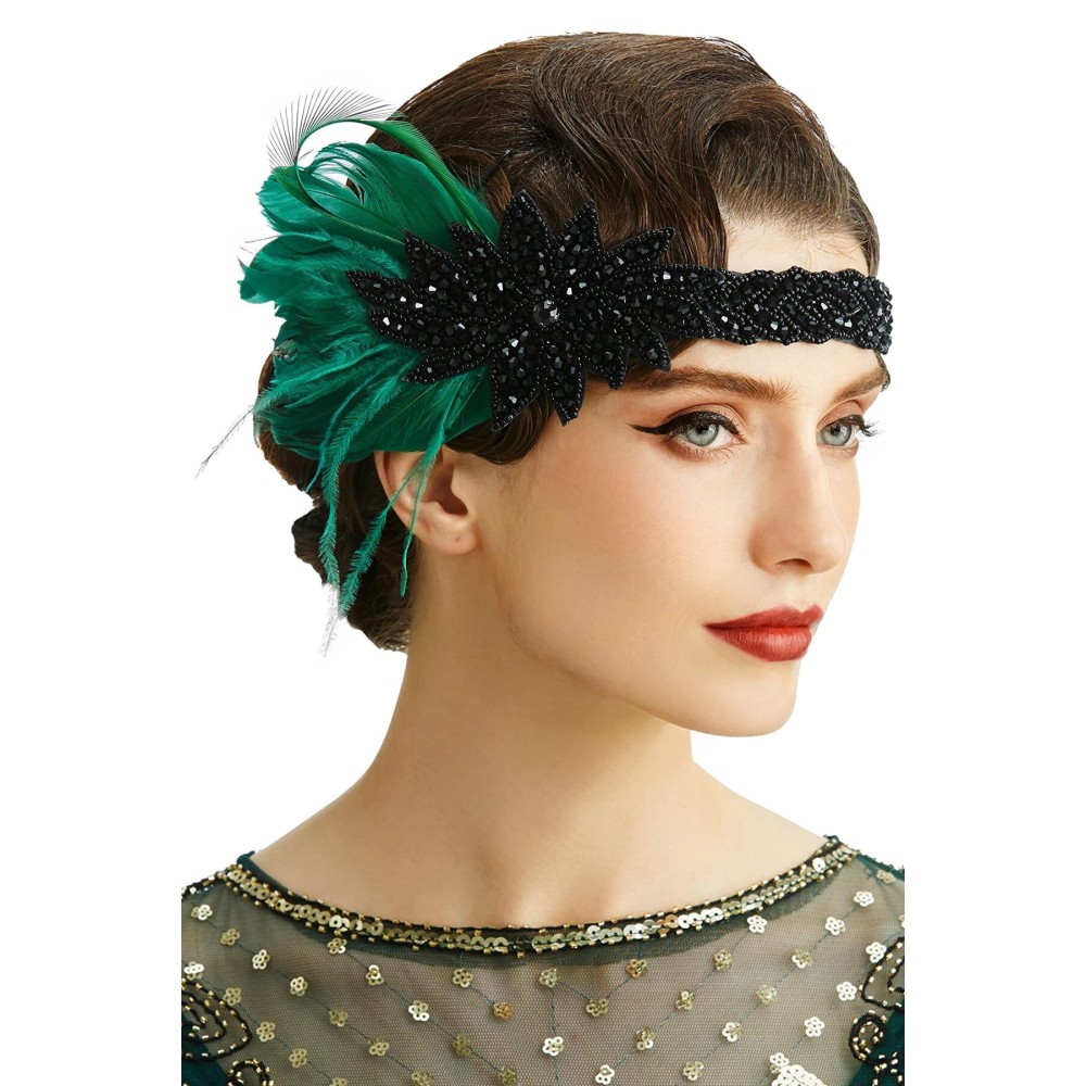 BABEYOND Vintage 1920s Flapper Headband Roaring 20s Great Gatsby Headpiece with Feather 1920s Flapper Gatsby Hair Accessories (Darkgreen) BABEYOND Vintage 1920s Flapper Headband Roaring 20s Great Gatsby Headpiece with Feather 1920s Flapper Gatsby Hair Accessories (Darkgreen)