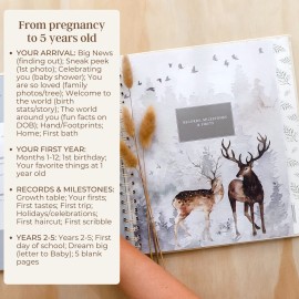 Peachly Unisex Baby Memory Book, Minimalist Baby Book First Year Baby Book Keepsake for Milestones, Linen Baby Books First Year Memory Book, Simple Baby Scrapbook for Boy Girl Milestones