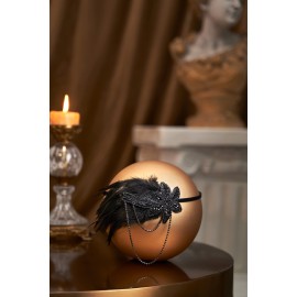 BABEYOND 1920s Flapper Headband Feather Beaded Headpiece Roaring 20s Great Gatsby Hair Accessory for Party (Black)