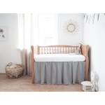 Dust Ruffle with Split Corners - 100% Cotton - for Nursery Crib Toddler Bedding Crib Bed Skirt for Baby Boys or Baby Girls, 14 Drop (Light Grey)