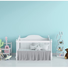 Dust Ruffle with Split Corners - 100% Cotton - for Nursery Crib Toddler Bedding Crib Bed Skirt for Baby Boys or Baby Girls, 14 Drop (Light Grey)