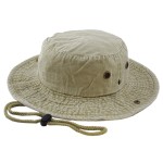 The Hat Depot 100% Cotton Stone-Washed Safari Wide Brim Foldable Double-Sided Outdoor Boonie Bucket Hat (S/M, 3. Pigment - Khaki)