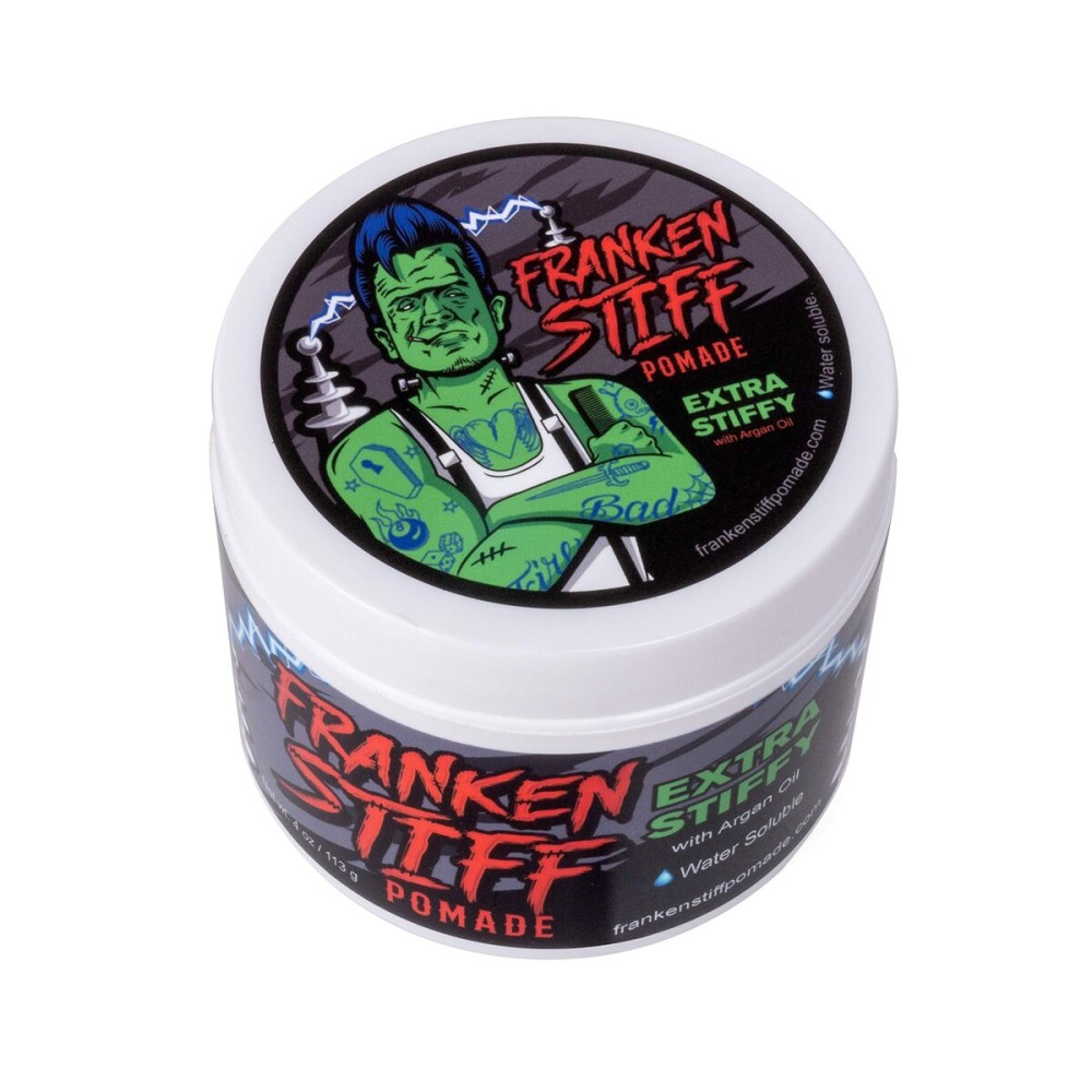 Franken Stiff Pomade w/Argan Oil - Extra Firm Hold with Semi-Gloss Shine, 4 oz