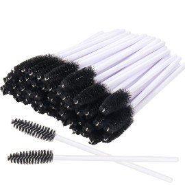 300 Pack Eyelash Mascara Wands Disposable Lash Brushes for Extensions Makeup Brush Applicators Tool Kit, White/Black