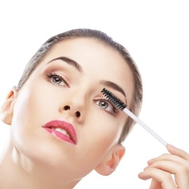 300 Pack Eyelash Mascara Wands Disposable Lash Brushes for Extensions Makeup Brush Applicators Tool Kit, White/Black