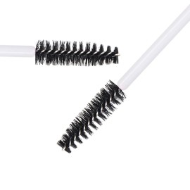 300 Pack Eyelash Mascara Wands Disposable Lash Brushes for Extensions Makeup Brush Applicators Tool Kit, White/Black
