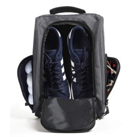Athletico Golf Shoe Bag - Zippered Shoe Carrier Bags With Ventilation & Outside Pocket for Socks, Tees, etc. (Gray)