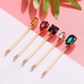 Lurrose Decorative Bobby Pins: 5pcs Colorful Gem Bobby Pins - Hair Clip for Women Hair Accessories (Mixed Style)