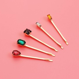Lurrose Decorative Bobby Pins: 5pcs Colorful Gem Bobby Pins - Hair Clip for Women Hair Accessories (Mixed Style)