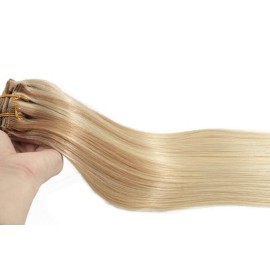 HUAYI Golden Brown HIghlights Ombre Bleach Blonde 120g 7Pcs Clip In Hair Extensions Human Thick End Soft Silky Double Weft For Full Head No Tangle No Shedding Balayage Hair (1261361316\'\') HUAYI Golden Brown HIghlights Ombre Bleach Blonde 120g 7Pcs Clip In Hair Extensions Human Thick End Soft Silky Double Weft For Full Head No Tangle No Shedding Balayage Hair (1261361316\'\')
