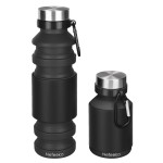 Nefeeko Collapsible Water Bottle, 18floz Reuseable BPA Free Silicone Foldable Bottles for Travel Gym Camping Hiking, Portable Leak Proof Sports Water Bottle with Carabiner