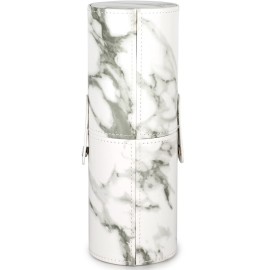 Makeup Brush Holder Travel Brushes Case Bag Cup Storage Dustproof for Women (Marble)