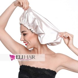 ELIHAIR Stain Bonnet Silky Sleep Cap Adjustable Satin Cap for Night Sleeping Hair Bonnet Reversible Double Layer X-Large Size Champagne/Grey