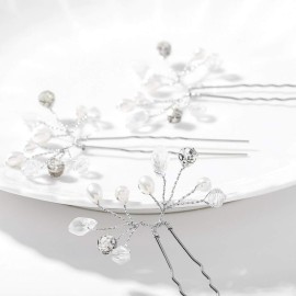 Barode Rhinestones Wedding Hair Pins Pearl Bridal Hair Accessories Crystal Bride Headpieces for Women and Girls (Pack of 3) Barode Rhinestones Wedding Hair Pins Pearl Bridal Hair Accessories Crystal Bride Headpieces for Women and Girls (Pack of 3)