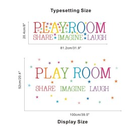 Playroom Share Imagine Laugh Wall Sticker, Inspirational Quote Wall Decals,Colorful Stars Playroom Sticker for Wall Classroom Nursery Decoration