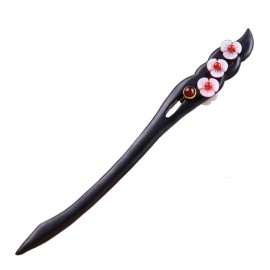 Wooden Hair Stick for Women Girl 7.08 Black Ebony Carved Hair Pins for Long Hair Handmand Hair Accessories for Buns (B)