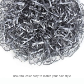 Hoyols Rubber Hair Ties Elastic Bands Ponytail Polyband Ties for Kids Women Girl 1000 Piece Pack (Silver Metal) TPR