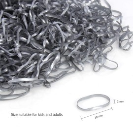 Hoyols Rubber Hair Ties Elastic Bands Ponytail Polyband Ties for Kids Women Girl 1000 Piece Pack (Silver Metal) TPR