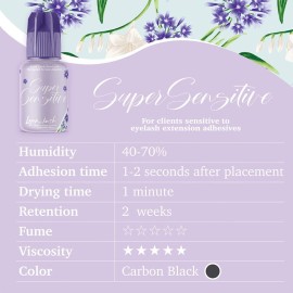 Lyon Lash Super Sensitive Eyelash Extension Glue 5ml, No Fume Odorless, 2 Weeks Retention, High Viscosity, for Sensitive Clients, Premium Individual Semi-Permanent Eyelash Extension Supplies