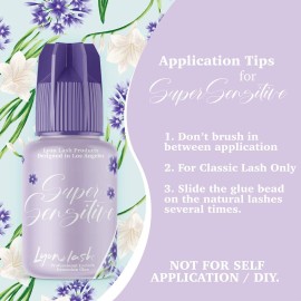 Lyon Lash Super Sensitive Eyelash Extension Glue 5ml, No Fume Odorless, 2 Weeks Retention, High Viscosity, for Sensitive Clients, Premium Individual Semi-Permanent Eyelash Extension Supplies