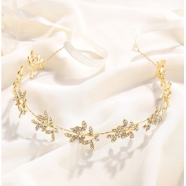 BABEYOND Bridal Headpiece Handmade Wedding Hair Vine Crystal Floral Leaf Headband with Lace Ribbon BABEYOND Bridal Headpiece Handmade Wedding Hair Vine Crystal Floral Leaf Headband with Lace Ribbon