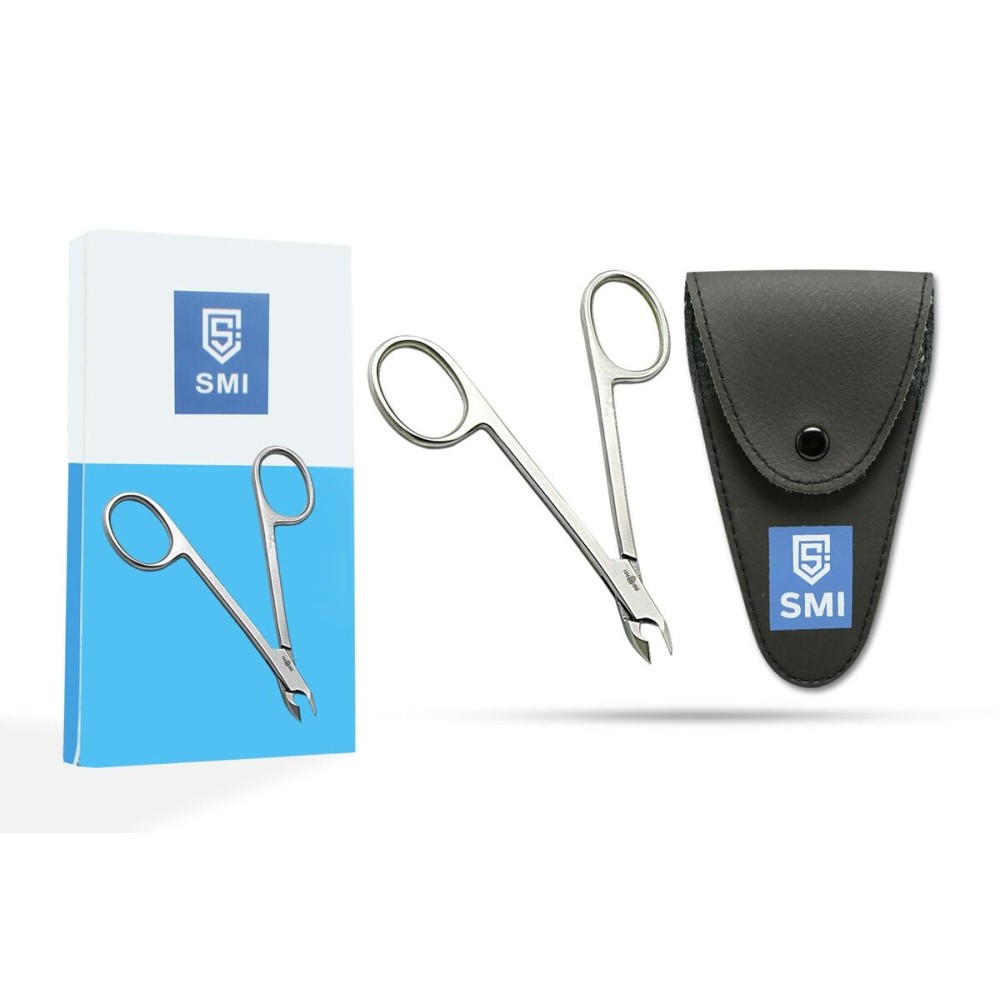 SMI - Scissor Style Cuticle Remover Cuticle Trimmer Manicure Pedicure Nail Care Cuticle Nipper Cutter for Women Men Stainless Steel Clipper with Travel Case