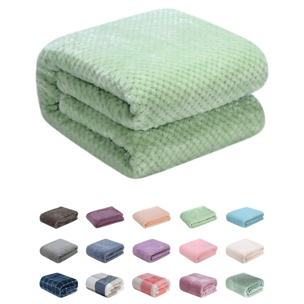 Fuzzy Throw Blanket, Plush Fleece Blankets for Adults, Toddler, Boys and Girls, Warm Soft Blankets and Throws for Bed, Couch, Sofa, Travel and Outdoor, Camping (Throw(50x70), L-Pastel Green)